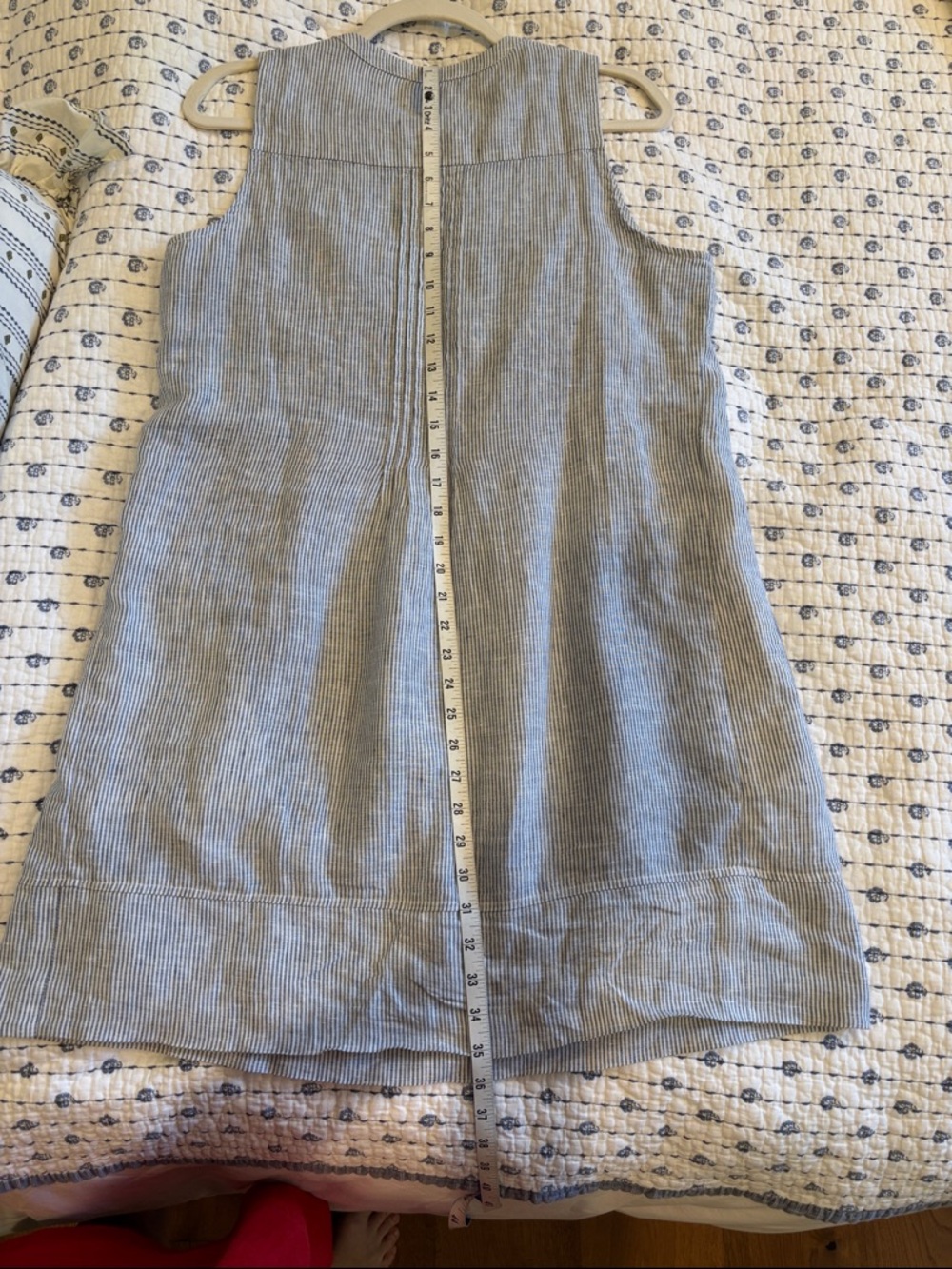 Quince Blue and White Striped Sleeveless Linen Tunic - Picture 3 of 6